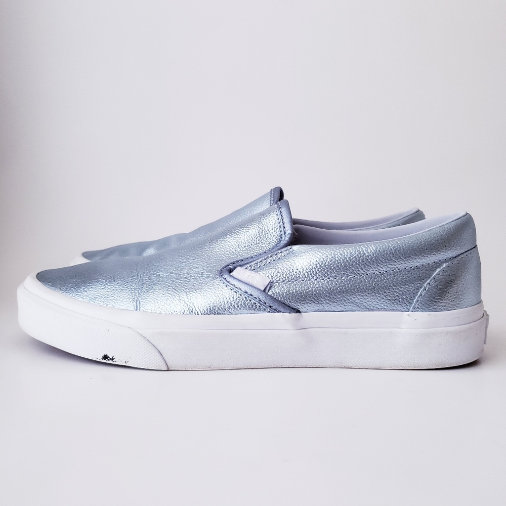 Vans Metallic Light Blue Classic Slip-on Shoes - Picture 4 of 14